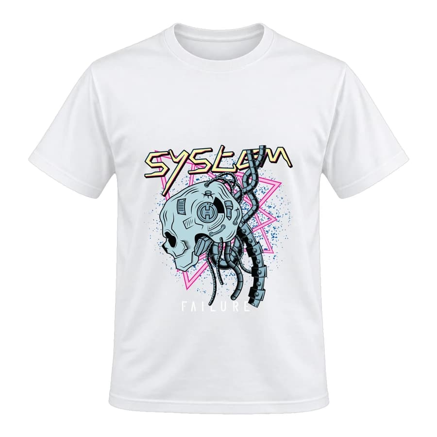 T-shirt — Cyberpunk · Néon urbain — Devant — Blanc